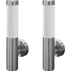 vidaXL 2 appliques murales cylindriques en acier inoxydable