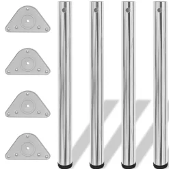 vidaXL 4 pieds de table réglables en hauteur 710 mm Chromé