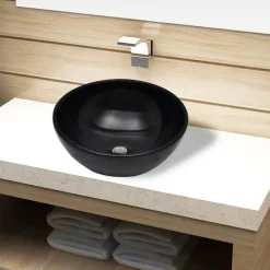 vidaXL Bassin d'évier rond céramique pour salle de bain