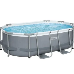Piscine & Spa-vidaXL Best Way Ensemble de Piscine Gris 305 x 200 x 84 cm Acier