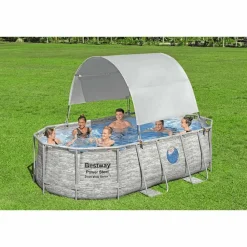 vidaXL Bestway Auvent de piscine hors sol Blanc