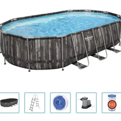 vidaXL Bestway Ensemble de piscine Power Steel Ovale 488x305x107 cm