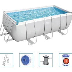 Piscine & Spa-vidaXL Bestway Ensemble de piscine en acier rectangulaire 412x201x122 cm