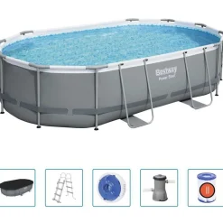 vidaXL Bestway Ensemble de piscine Power Steel Ovale 488x305x107 cm