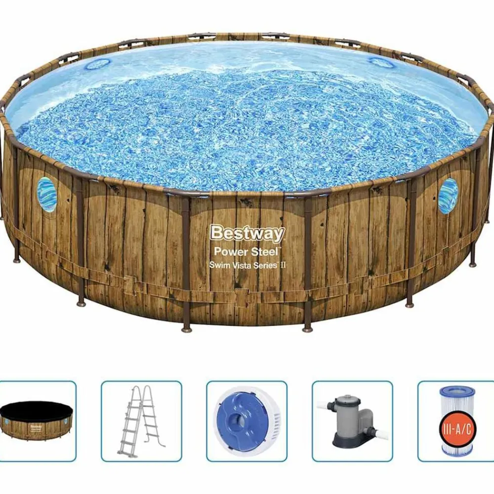 Piscine & Spa-vidaXL Bestway Ensemble de piscine Power Steel 488x122 cm