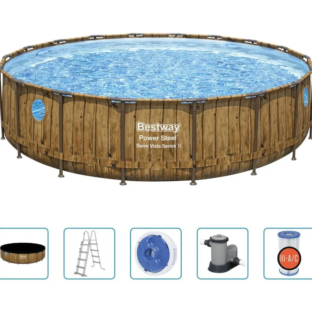 vidaXL Bestway Ensemble de piscine Power Steel 549x122 cm
