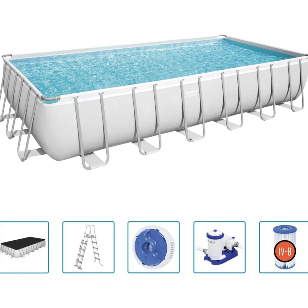 vidaXL Bestway Ensemble de piscine Power Steel Rectangulaire 732x366x132 cm