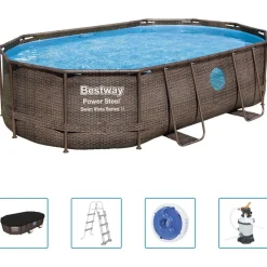 vidaXL Bestway Ensemble de piscine Power Steel 488x305x107 cm