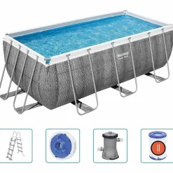 vidaXL Bestway Ensemble de piscine rectangulaire Power Steel 412x201x122 cm
