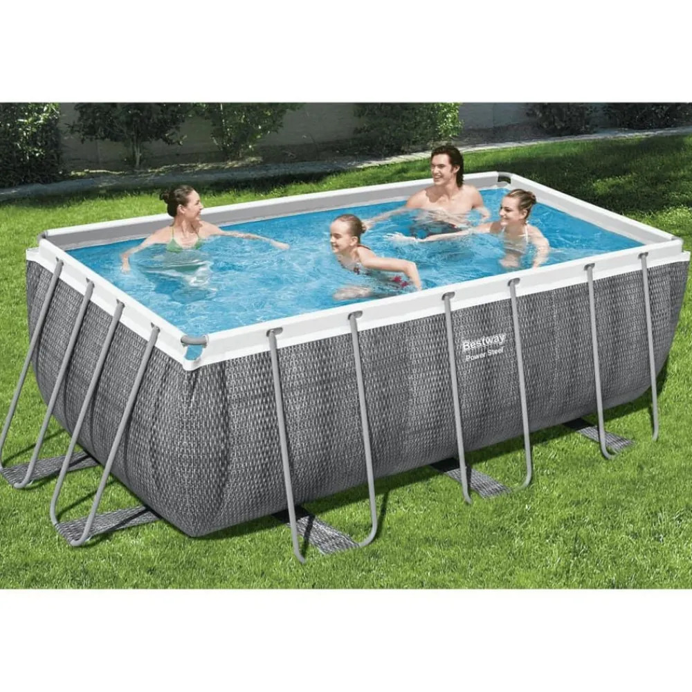 vidaXL Bestway Ensemble de piscine rectangulaire Power Steel 412x201x122 cm