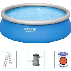 vidaXL Bestway Ensemble de piscine gonflable ronde Fast Set 457x122 cm
