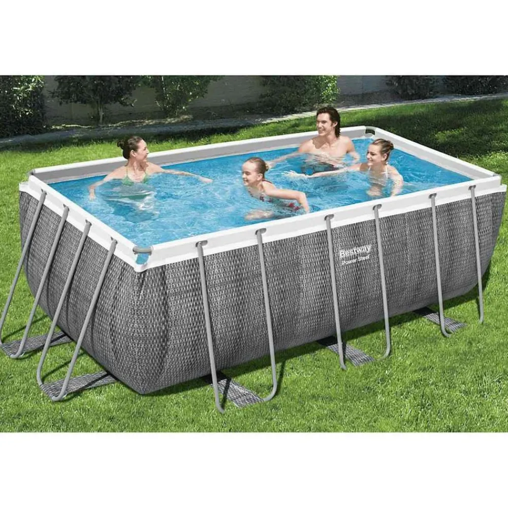vidaXL Bestway Ensemble de piscine rectangulaire Power Steel 412x201x122 cm