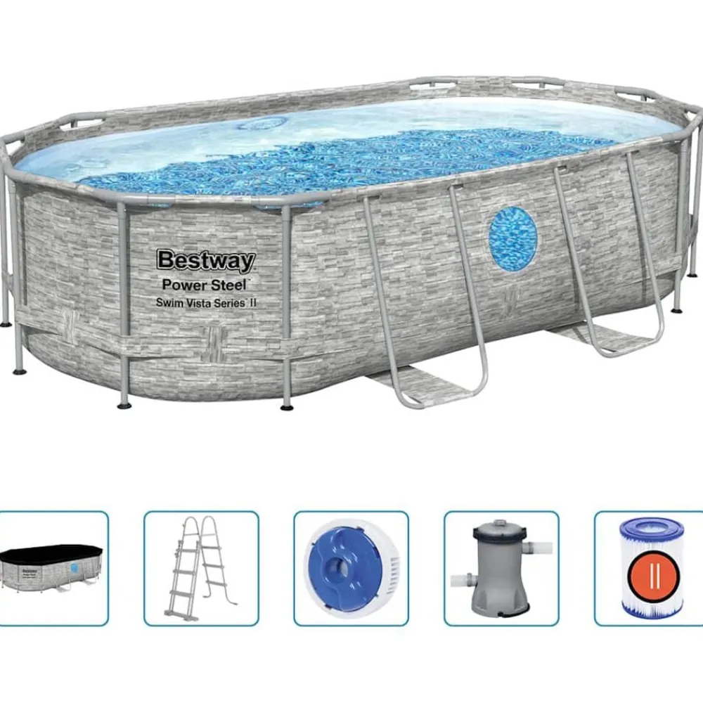 Piscine & Spa-vidaXL Bestway Ensemble de piscine Power Steel 427x250x100 cm