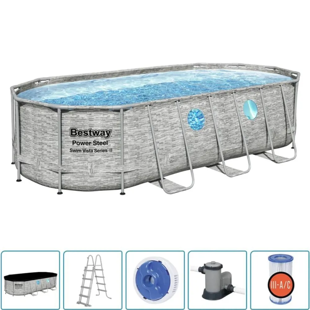 vidaXL Bestway Ensemble de piscine Power Steel Swim Vista 549x274x122 cm