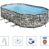 Piscine & Spa-vidaXL Bestway Ensemble de piscine ovale Power Steel Comfort 610x366x122 cm
