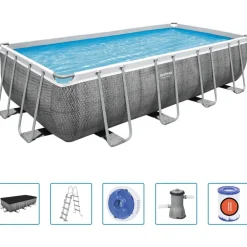vidaXL Bestway Ensemble de piscine Power Steel Rectangulaire 488x244x122 cm