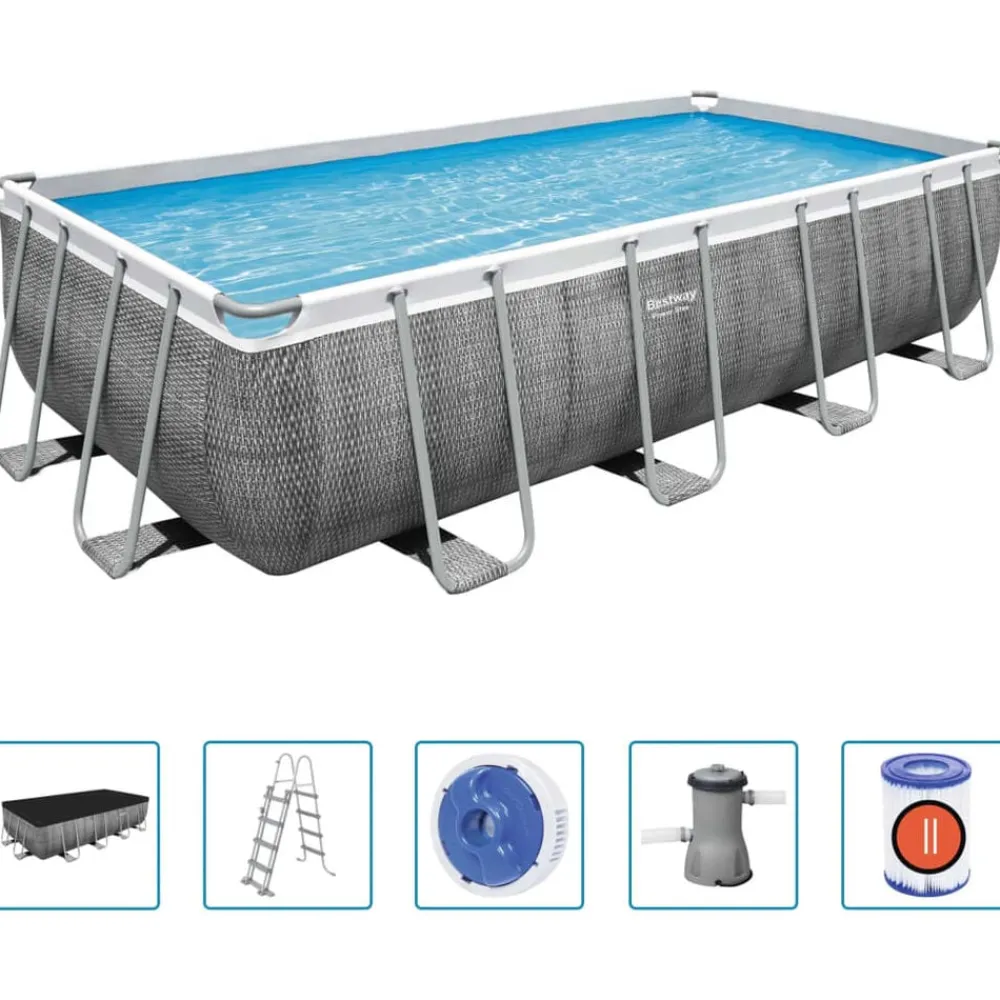 vidaXL Bestway Ensemble de piscine Power Steel Rectangulaire 488x244x122 cm