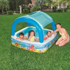 Piscine & Spa-vidaXL Bestway Piscine de jeu avec auvent bleu 140x140x114 cm 52192