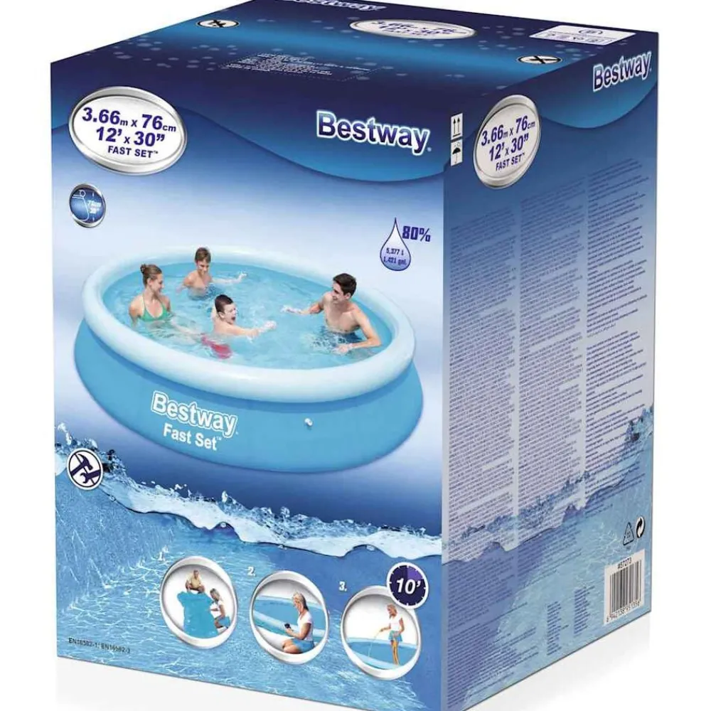 Piscine & Spa-vidaXL Bestway Piscine gonflable Fast Set Rond 366 x 76 cm 57273