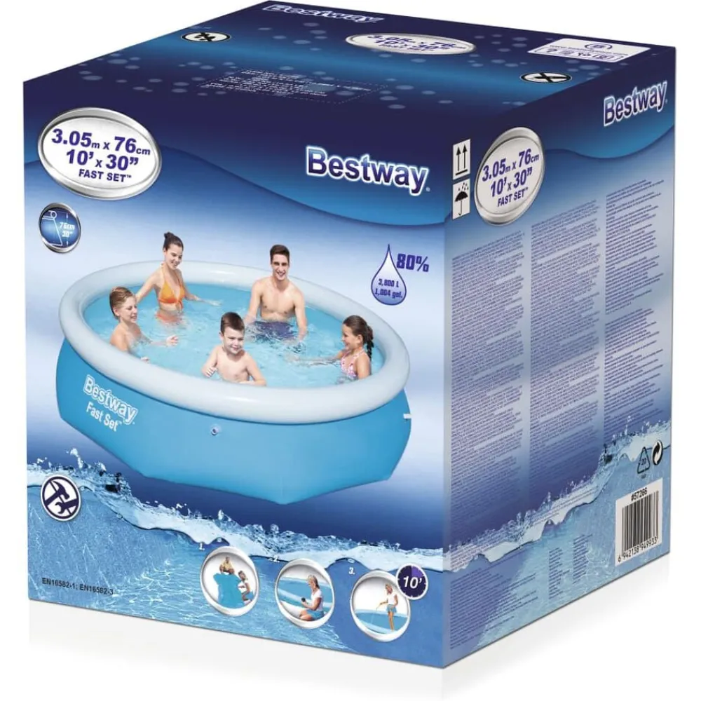 vidaXL Bestway Piscine gonflable Fast Set Rond 305 x 76 cm 57266
