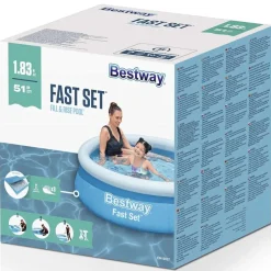 vidaXL Bestway Piscine gonflable Fast Set Rond 183x51 cm Bleu