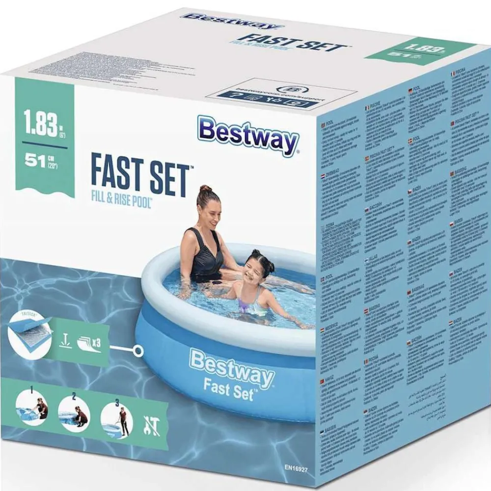 vidaXL Bestway Piscine gonflable Fast Set Rond 183x51 cm Bleu