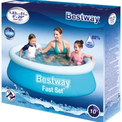 Piscine & Spa-vidaXL Bestway Piscine gonflable Fast Set ronde 183x51 cm bleu