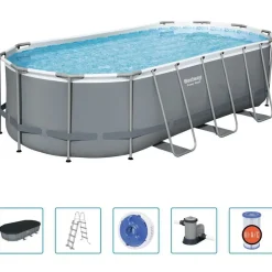 Piscine & Spa-vidaXL Bestway Piscine hors sol Power Steel Ovale 549x274x122 cm
