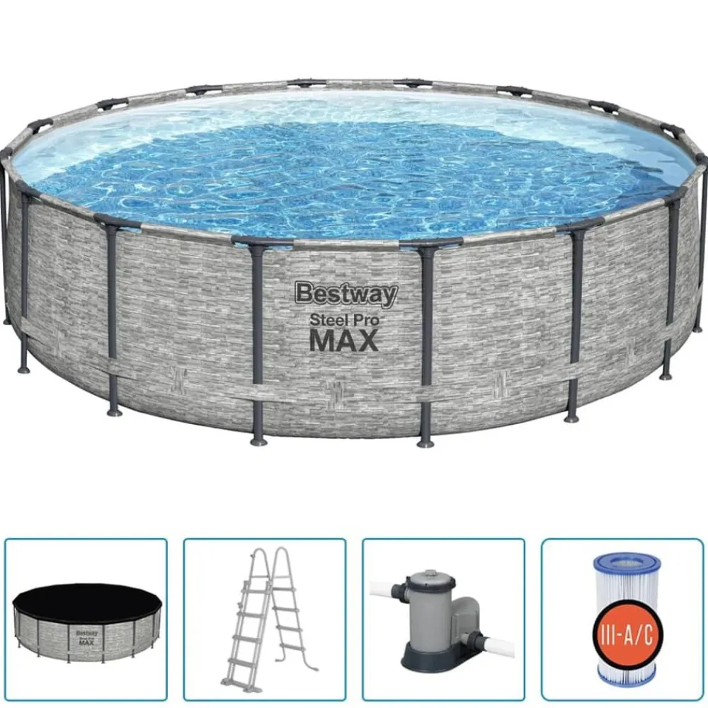 vidaXL Bestway Piscine ronde Power Steel 488x122 cm