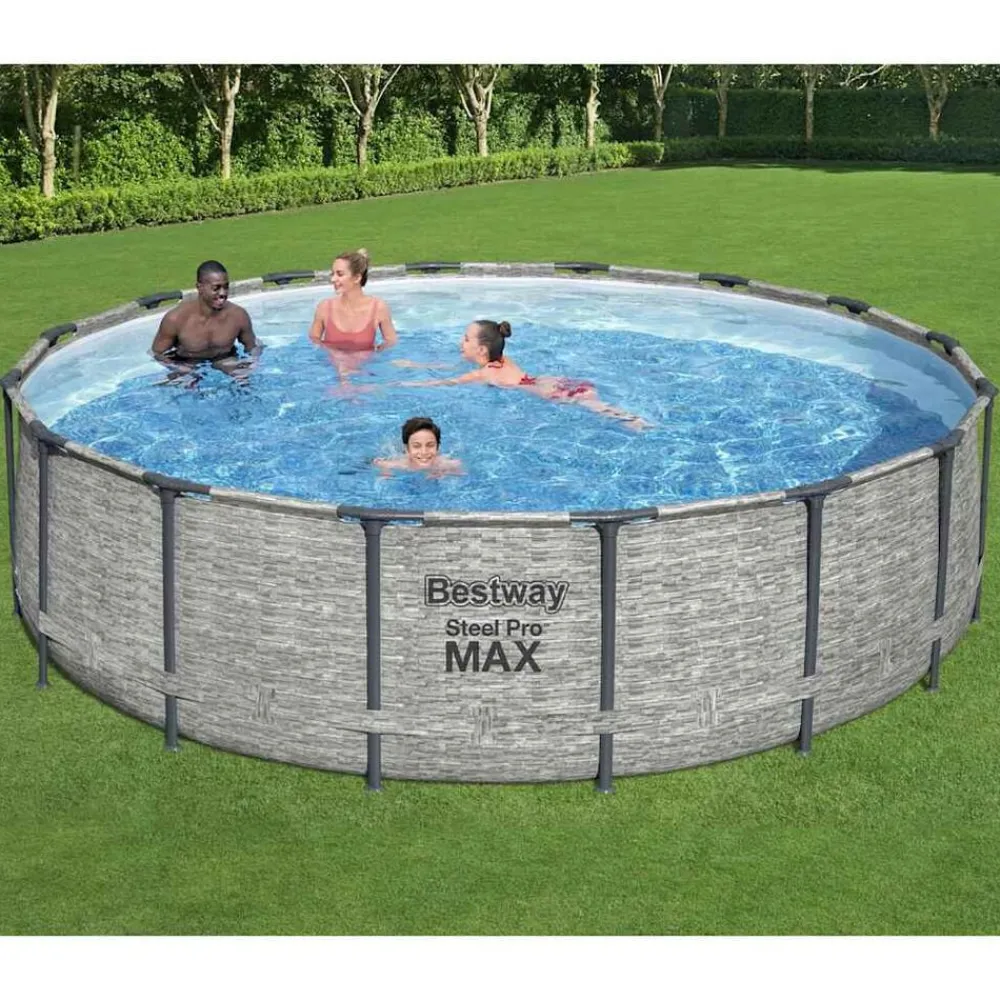 Piscine & Spa-vidaXL Bestway Piscine ronde Power Steel 488x122 cm