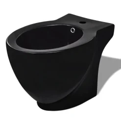 Plomberie-vidaXL Bidet rond à poser en céramique sanitaire noir