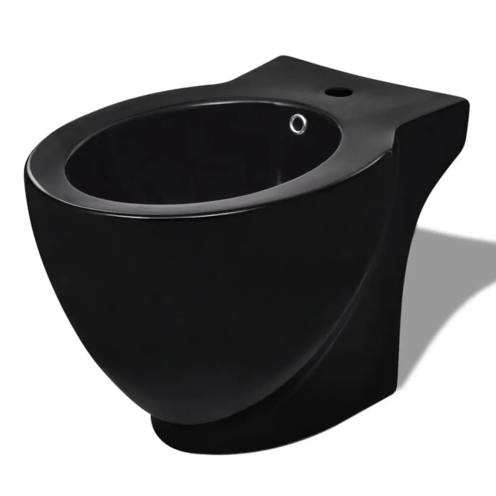Plomberie-vidaXL Bidet rond à poser en céramique sanitaire noir