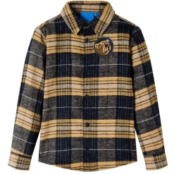 vidaXL Chemise à carreaux pour enfants jaune et noir 92