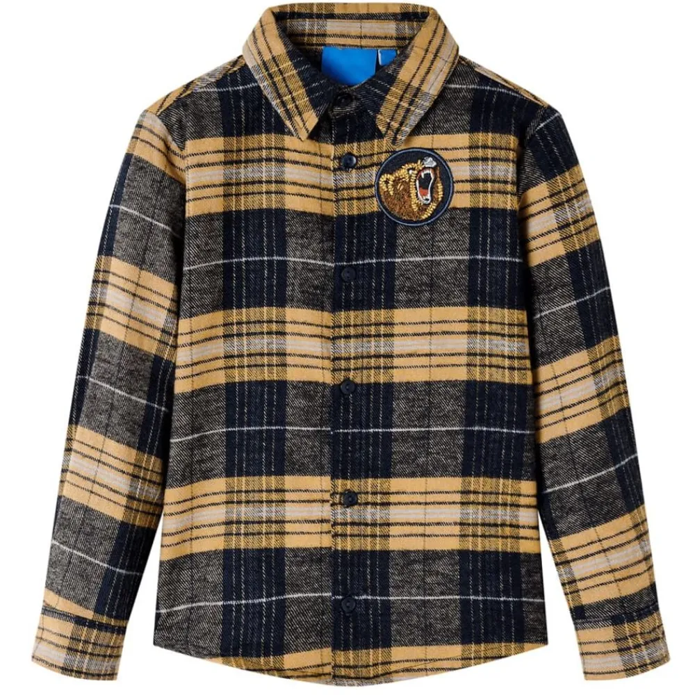 vidaXL Chemise à carreaux pour enfants jaune et noir 92