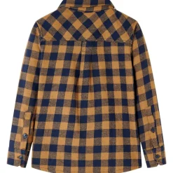 vidaXL Chemise à carreaux pour enfants cognac et bleu 92
