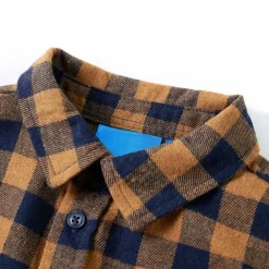 vidaXL Chemise à carreaux pour enfants cognac et bleu 92