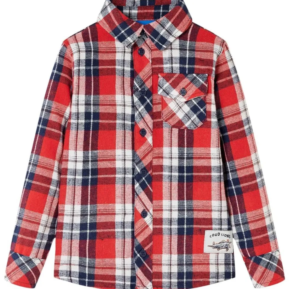 Vêtements & Accessoires-vidaXL Chemise à carreaux pour enfants rouge et bleu marine 104