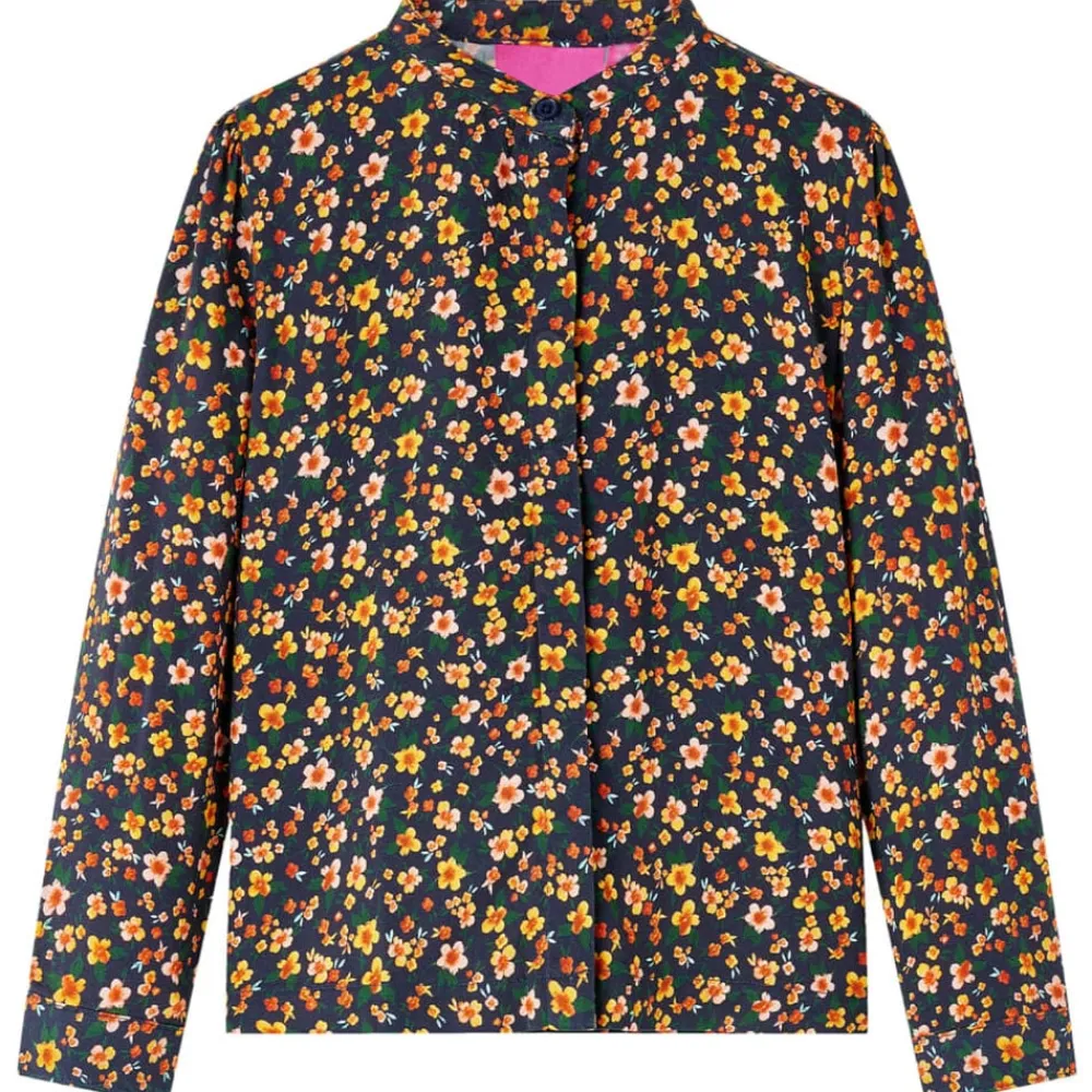 vidaXL Chemise pour enfants avec col à bande bleu marine 104