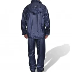 vidaXL Combinaison de pluie avec capuche 2 pièces marine L