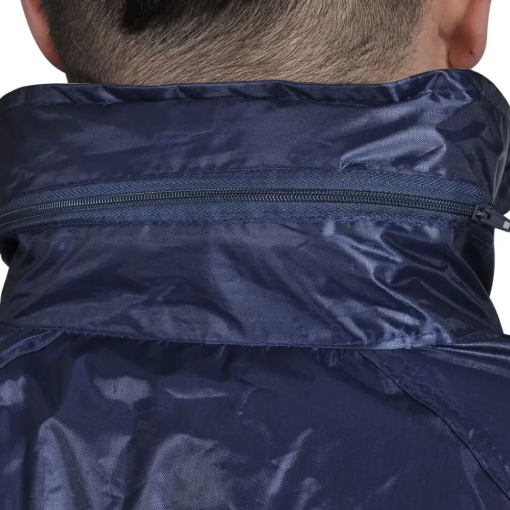 vidaXL Combinaison de pluie avec capuche 2 pièces marine L