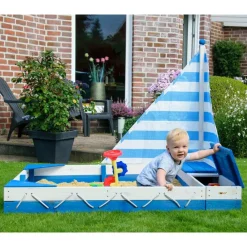 Jeux De Plein Air-vidaXL dobar Navire bac à sable Maritime bleu et blanc