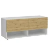 vidaXL FMD Banc de stockage 2 tiroirs 108,9x41,7x46,1cm Blanc chêne artisanal