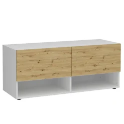 vidaXL FMD Banc de stockage 2 tiroirs 108,9x41,7x46,1cm Blanc chêne artisanal