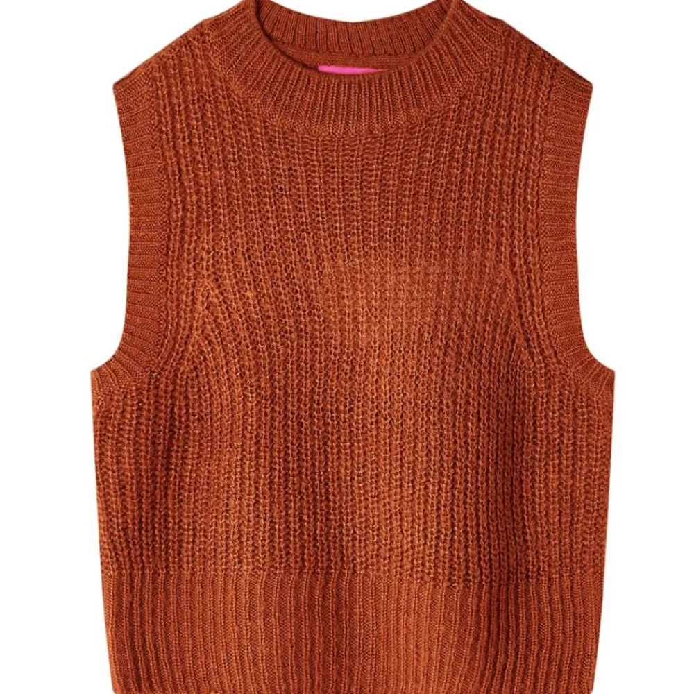 vidaXL Gilet pull-over tricoté pour enfants cognac 92
