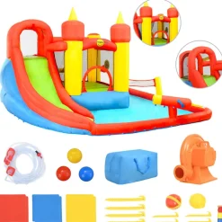 Jeux De Plein Air-vidaXL Happy Hop Château gonflable avec toboggan et piscine 410x385x220cm PVC