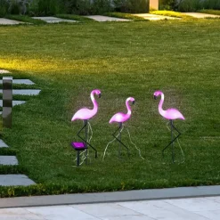 Luminaires-vidaXL HI Pieu de jardin solaire à LED Flamant rose 3 pcs