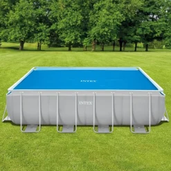 vidaXL Intex Couverture solaire de piscine bleu 378x186 cm polyéthylène