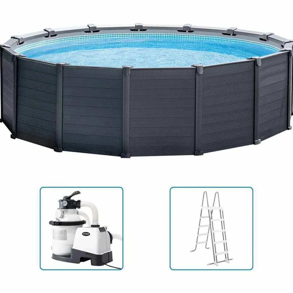 vidaXL INTEX Ensemble de piscine hors sol Graphite Gray Panel 478x124 cm