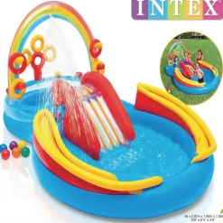 vidaXL Intex Piscine gonflable Rainbow Ring Play Center 297x193x135cm 57453NP