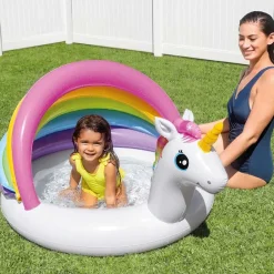 Piscine & Spa-vidaXL Intex Piscine pour bébé Forme de licorne 127x102x69 cm